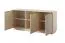 Buffet moderne 6 compartiments Finghall 11 | Beige | Façade rainurée | Soft-close | Poignées or