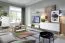 Meuble TV Maryhill 04 | Chêne Riviera & Blanc | 160 x 40 cm | 2 Portes Basculantes