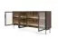Commode design LED Chaabane 02 | Chêne Dunin & Noir | Façade verre brun | 4 portes | 82,5 x 181 x 39 cm