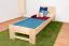 Lit simple / lit d'appoint en hêtre massif, naturel 111, sommier à lattes inclus - 80 x 200 cm