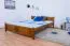 Lit junior en pin massif | Finition chêne rustique | 160 x 200 cm | Sommier inclus | Design moderne et robuste