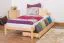 Lit simple / lit d'appoint en bois de pin massif, naturel A14, sommier à lattes inclus - Dimensions 90 x 200 cm 