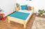 lit simple / lit d'appoint en bois de pin massif, naturel A6, sommier à lattes inclus - Dimensions : 120 x 200 cm