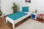 Lit enfant ou adolescent en pin massif blanc 76 | 90 x 200 cm | Avec sommier | Design moderne et robuste