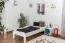 Lit enfant ou adolescent en pin massif blanc 76 | 90 x 200 cm | Avec sommier | Design moderne et robuste