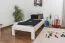Lit enfant ou adolescent en pin massif blanc 76 | 90 x 200 cm | Avec sommier | Design moderne et robuste