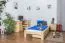 Lit simple / lit d'appoint en bois de pin massif, naturel A10, avec sommier à lattes - dimension 90 x 200 cm