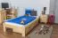 Lit simple / lit d'appoint en bois de pin massif, naturel A10, avec sommier à lattes - dimension 90 x 200 cm