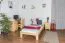 Lit simple / lit d'appoint en bois de pin massif, naturel A10, avec sommier à lattes - dimension 90 x 200 cm