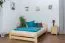 Lit simple / lit d'appoint en bois de pin massif, naturel A7, sommier à lattes inclus - Dimensions : 140 x 200 cm