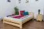 Lit simple / lit d'appoint en bois de pin massif, naturel A7, sommier à lattes inclus - Dimensions : 140 x 200 cm