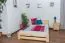Lit simple / lit d'appoint en bois de pin massif, naturel A7, sommier à lattes inclus - Dimensions : 140 x 200 cm