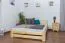 Lit simple / lit d'appoint en bois de pin massif, naturel A7, sommier à lattes inclus - Dimensions : 140 x 200 cm