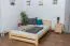Lit simple / lit d'appoint en bois de pin massif, naturel A7, sommier à lattes inclus - Dimensions : 140 x 200 cm