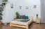 Lit simple / lit d'appoint en bois de pin massif, naturel A7, sommier à lattes inclus - Dimensions : 140 x 200 cm