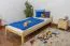 Lit d'enfant / lit de jeunesse en bois de pin massif, naturel, sommier à lattes inclus - Dimensions : 90 x 200 cm