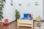 Lit simple / lit d'appoint en bois de pin massif, naturel 84, avec sommier à lattes - dimension 90 x 200 cm