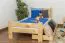 Lit simple / lit d'appoint en bois de pin massif, naturel A26, sommier à lattes inclus - Dimensions 90 x 200 cm 
