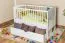 Lit d'enfant / lit à barreaux en pin massif, laqué blanc 102, sommier à lattes inclus - Dimensions 60 x 120 cm, tiroir inclus