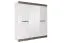 Armoire penderie Knoxville 28 | 4 portes dont 2 miroirs | 3 tiroirs | 5 compartiments | Pin blanc/gris | 202 x 183 x 65 cm