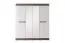 Armoire penderie Knoxville 28 | 4 portes dont 2 miroirs | 3 tiroirs | 5 compartiments | Pin blanc/gris | 202 x 183 x 65 cm