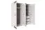 Armoire penderie Knoxville 28 | 4 portes dont 2 miroirs | 3 tiroirs | 5 compartiments | Pin blanc/gris | 202 x 183 x 65 cm