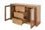 Vitrine Selun 01 | Chêne brun foncé | 80 x 140 x 43 cm | 2 portes vitrées, 3 tiroirs