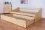 Lit simple / lit fonctionnel en bois de pin massif, naturel 93, avec sommier à lattes - dimension 90 x 200 cm