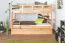 Lits superposés pour adultes "Easy Premium Line" K20/h avec couchage supplémentaire et 2 caches, tête et pied de lit droits, en hêtre massif naturel - couchage : 90 x 200 cm (l x L), séparables