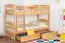 Lits superposés séparables 90x200 cm | hêtre massif naturel | 2 tiroirs & caches | Easy Premium Line K21/n | Design arrondi