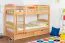 Lits superposés séparables 90x200 cm | hêtre massif naturel | 2 tiroirs & caches | Easy Premium Line K21/n | Design arrondi