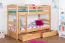 Lits superposés séparables 90x200 cm | hêtre massif naturel | 2 tiroirs & caches | Easy Premium Line K21/n | Design arrondi