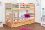 Lits superposés séparables 90x200 cm | hêtre massif naturel | 2 tiroirs & caches | Easy Premium Line K21/n | Design arrondi