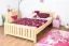 Lit simple / lit d'appoint en pin massif, naturel 65, sommier à lattes inclus - 140 x 200 cm (L x l)