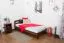 lit d'enfant / lit de jeunesse en bois de pin massif, couleur noyer massif A5, sommier à lattes inclus - Dimensions 90 x 200 cm