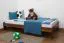 Lit simple / lit d'appoint en pin massif, couleur noyer A10, avec sommier à lattes - dimension 90 x 200 cm