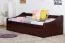 Lit fonctionnel adolescent en pin massif | Finition noyer | 90 x 200 cm | Avec sommier