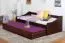 Lit fonctionnel adolescent en pin massif | Finition noyer | 90 x 200 cm | Avec sommier
