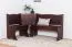 Banc d’angle en pin massif couleur noyer | Junco 243 | 84 x 110 x 152 cm