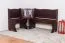 Banc d’angle en pin massif couleur noyer | Junco 243 | 84 x 110 x 152 cm