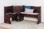 Banc d’angle en pin massif couleur noyer | Junco 243 | 84 x 110 x 152 cm