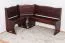Banc d’angle en pin massif couleur noyer | Junco 243 | 84 x 110 x 152 cm