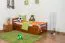 Lit enfant ou adolescent Easy Premium Line K1/2h | 2e couchage et panneaux inclus | 90 x 200 cm hêtre massif laqué rouge cerise
