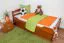 Lit enfant ou adolescent Easy Premium Line K1/2h | 2e couchage et panneaux inclus | 90 x 200 cm hêtre massif laqué rouge cerise