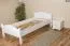 Lit junior en hêtre massif blanc | Sommier à lattes inclus | 100 x 200 cm | Design moderne et robuste