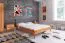 Lit double Timaru 03 en hêtre cœur massif huilé | 200 x 200 cm | Design exclusif | Tête de lit rembourrée