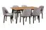 Chaise Dorpat grise rembourrée, rembourrage en mousse T-25, hauteur d'assise de 47 cm, construction en hêtre massif, couleur du bois noir, aspect classique