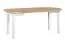 Salle à manger 5 pièces | Table ronde extensible bois blanc/chêne | 4 chaises rembourrées tissu noir
