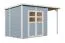 Abri de jardin / Surface de base : 6,84 m² / Laqué gris clair / Abri de jardin / Abri de jardin en éléments 19 mm / Abri de jardin avec toit traînant / Plancher inclus / Toit plat / Freiberg 02