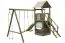 Tour de jeux S27, incl. toboggan ondulé, balançoire double, bac à sable avec couvercle et mur d'escalade, 368 x 386 cm, tour de jeux pour enfants, tour d'escalade